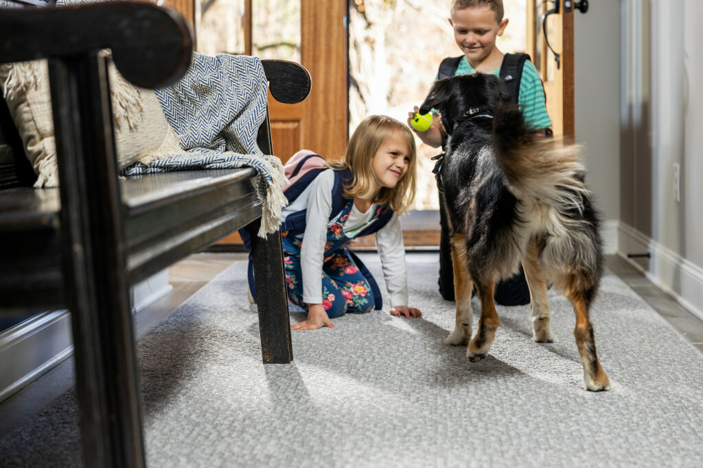 Kids on carpet flooring