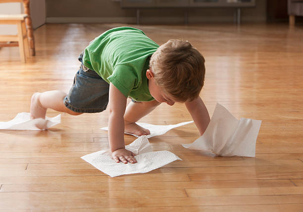 Kids cleaning floor